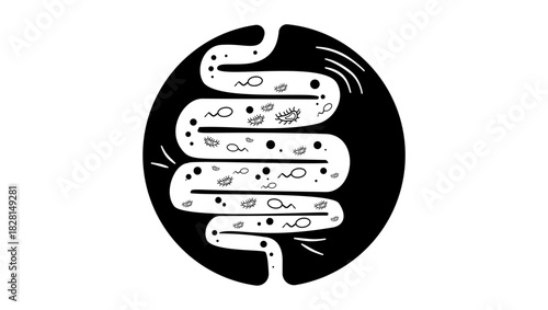 Digestive logo, black isolated silhouette