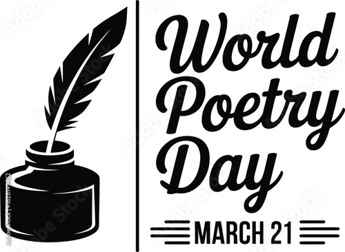 Illustration of world poetry day with quill and ink on march twenty first