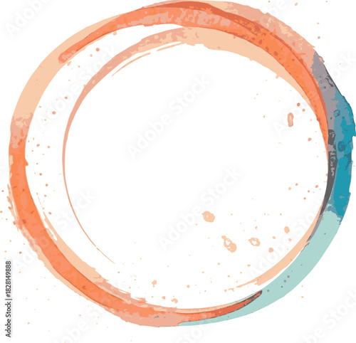 Illustration of watercolor circles with uneven grunge, round multicolored frames for background with drops on the edge, multilayered EPS version.
