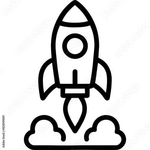 Rocket launching upward outline icon vector