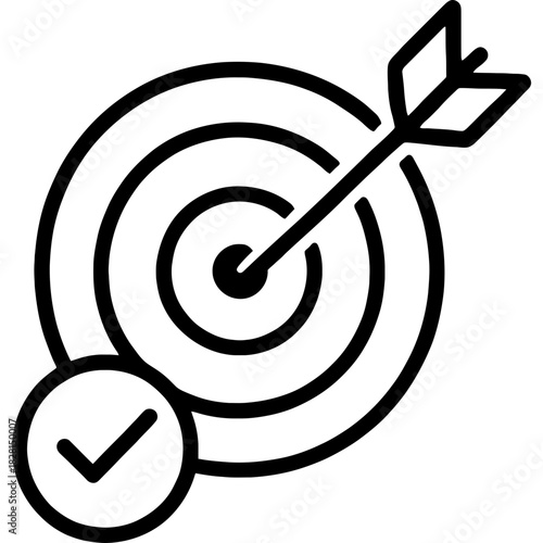 Target with arrow in center outline icon vector