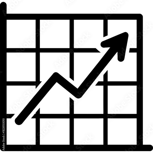 Line graph trending up outline icon vector