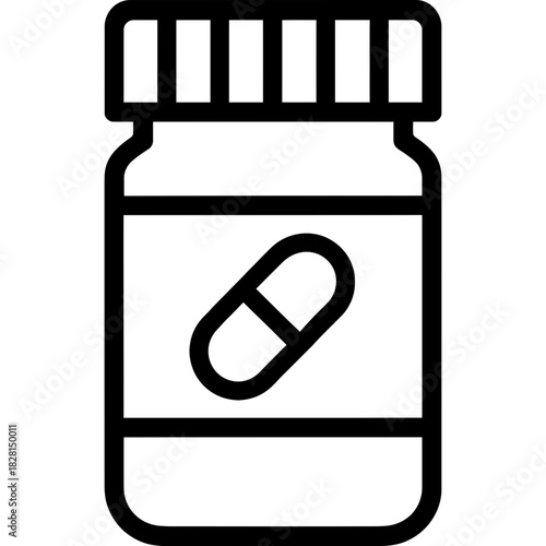 Pill bottle with cap outline icon vector