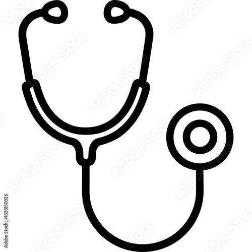 Stethoscope curved outline icon vector