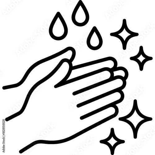 Hands washing with water outline icon vector