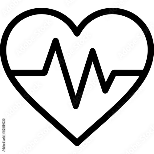 Heart with pulse line outline icon vector