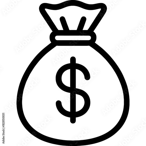 Money bag with dollar sign outline icon vector