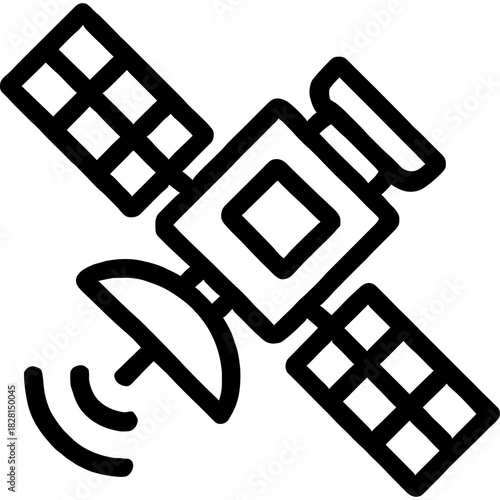 Gps satellite outline icon vector