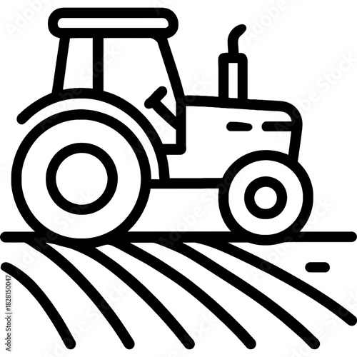 Tractor farming outline icon vector