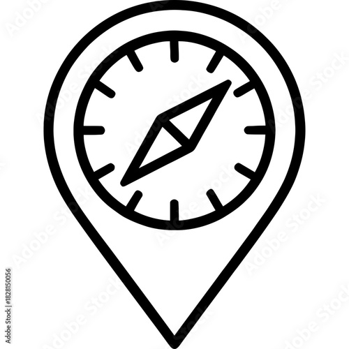 Bearing indicator circular compass outline icon vector