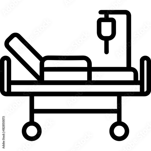 Hospital bed side view outline icon vector