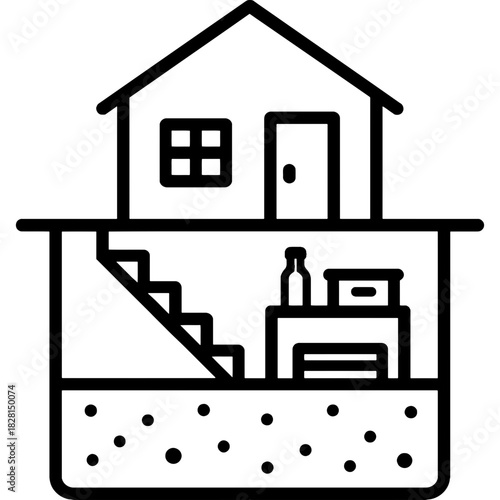 Basement lower level underground outline icon vector