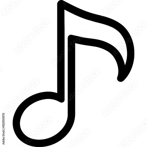 Eighth note outline icon vector