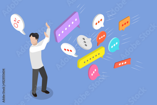 3D Isometric Flat Vector Illustration of Fake News, The Problem Of Information Overload, How To Avoid Spam And Excessive Data Sharing