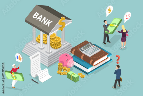 3D Isometric Flat Vector Illustration of Government Subsidy, Support of Citizens And Organizations