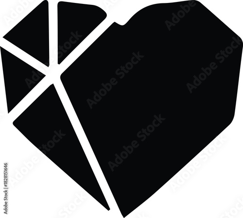Broken heart in shattered pieces design vector illustration on transparent background heartbreak concept modern art abstract damaged love