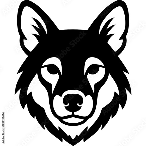Minimalistic dhole head silhouette