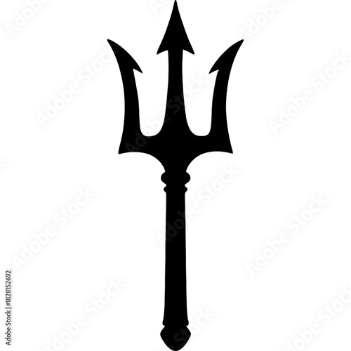 Black trident vector silhouette