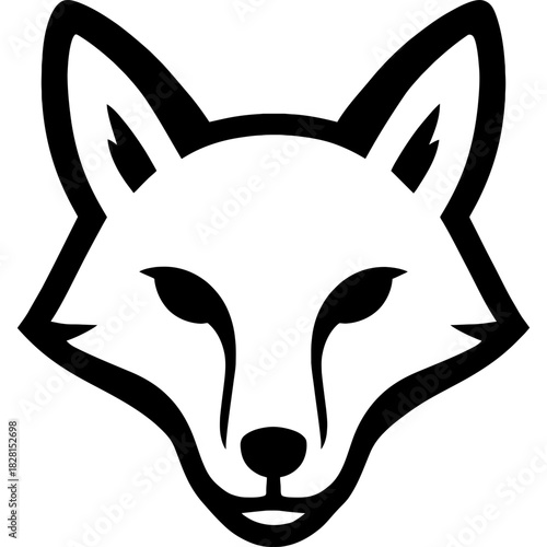 Minimalistic black fox head silhouette
