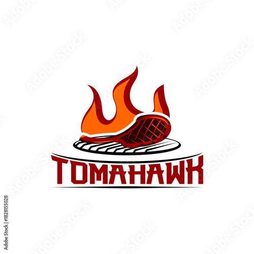TOMAHAWK STEAK pieces of grilled meat logo vector illustration
