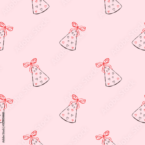 Seamless birthday cap pattern with bow. Ideal for party, wedding and bachelorette celebration backgrounds, cards and packaging design