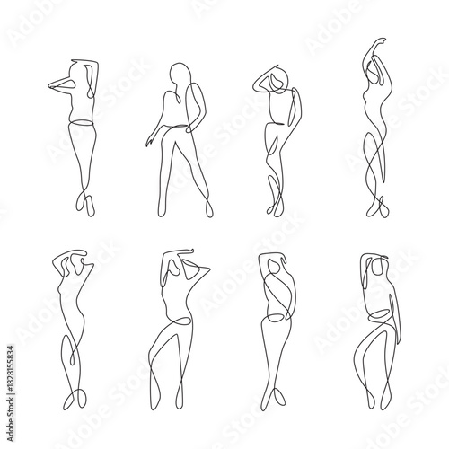 Woman pose line art vector illustration 