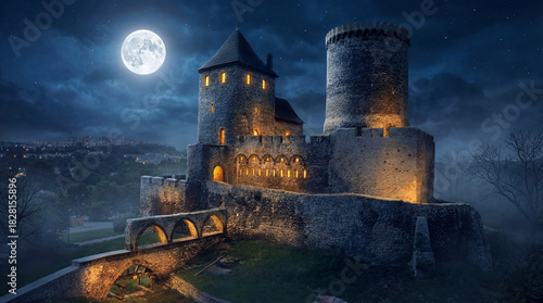 old castle in the night