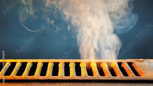 Medium shot of a sleek gas furnace venting minimal emissions showcasing environmentally friendly energy usage in a residential home