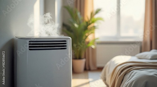 A modern room air conditioner starts to smoke, making you think about fire safety