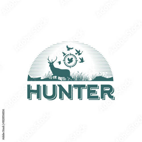 DEER and DOVE Hunter logo vector illustration