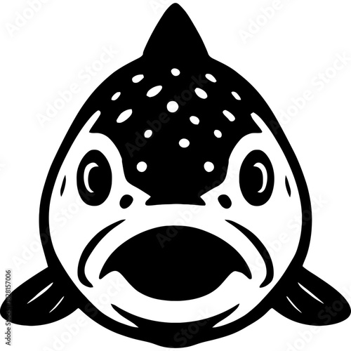 Black vector silhouette of trout head