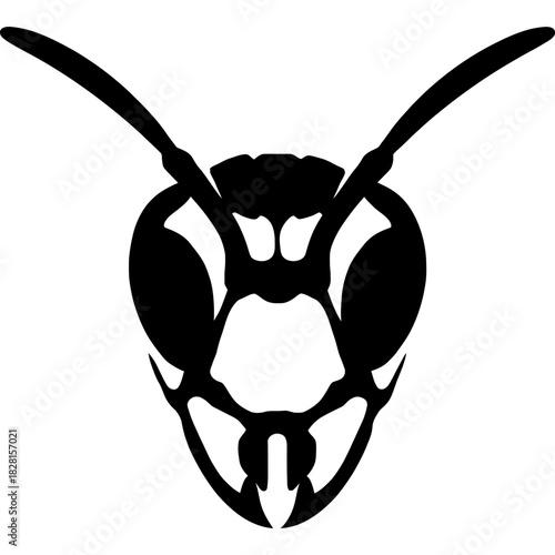 Minimalistic black wasp head silhouette