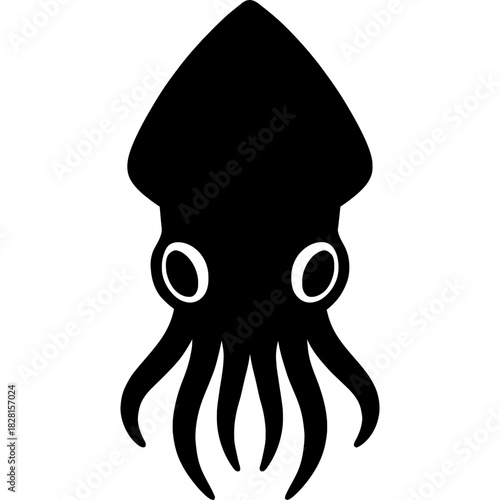 Minimalistic black squid head silhouette
