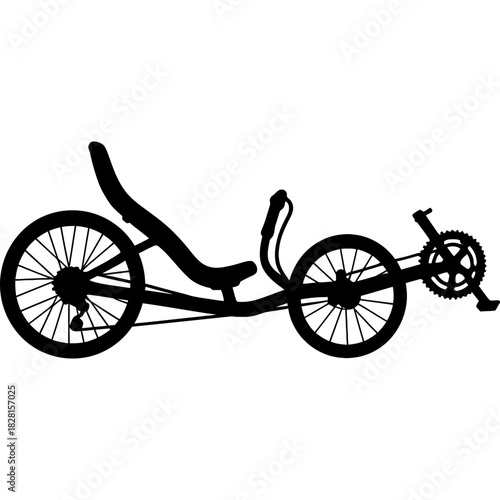 Black silhouette of a recumbent trike