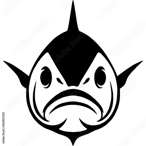 Minimalistic black tuna head silhouette