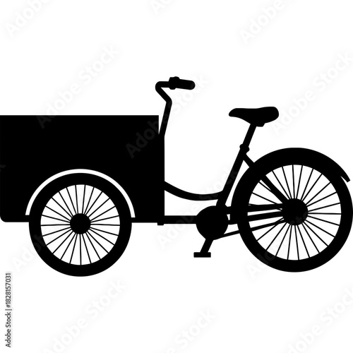 Black silhouette of pedal cargo trike