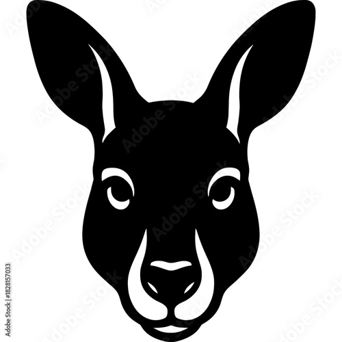 Minimalistic black wallaby head silhouette