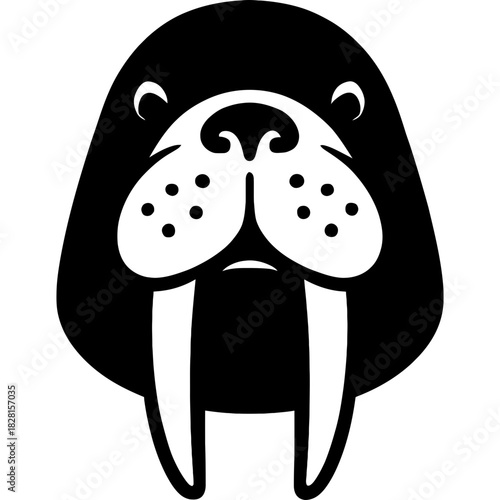 Minimalistic black walrus head silhouette
