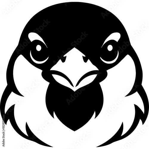 Minimalistic black sparrow head silhouette