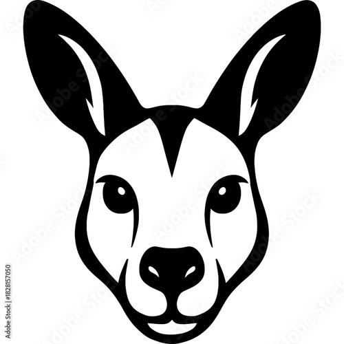 Minimalistic black wallaby head silhouette
