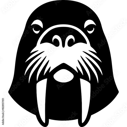 Minimalistic black walrus head silhouette