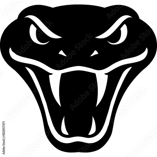 Black viper head silhouette on white background