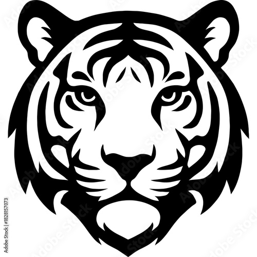 Minimalistic black tiger head silhouette