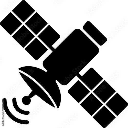 Black silhouette of a communications satellite