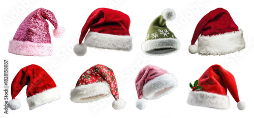 Wallpaper Mural PNG Festive Santa hats collection, element set on transparent background Torontodigital.ca