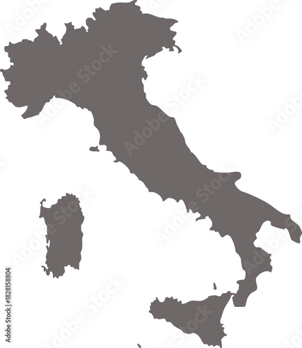 Italy map vector silhouette geographical outline of Italian country isolated on white background