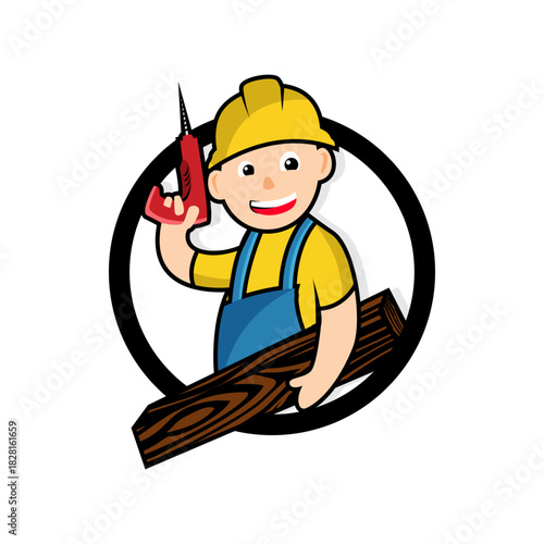 Carpenter kids logo vector illustration