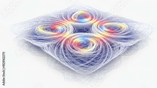 Square arrangement of circular patterns with blue yellow and red