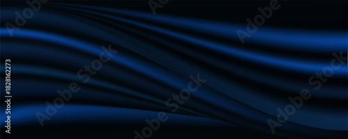 Navy blue background abstract cloth or liquid wave illustration of wavy folds of silk texture material.Vector background