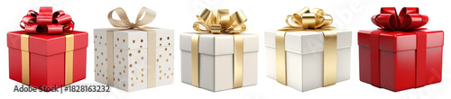PNG Elegant festive gift boxes collection, element set on transparent background